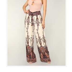 Fashion Nova One5One Bohemian Print Wide-Leg Pants XL NWT